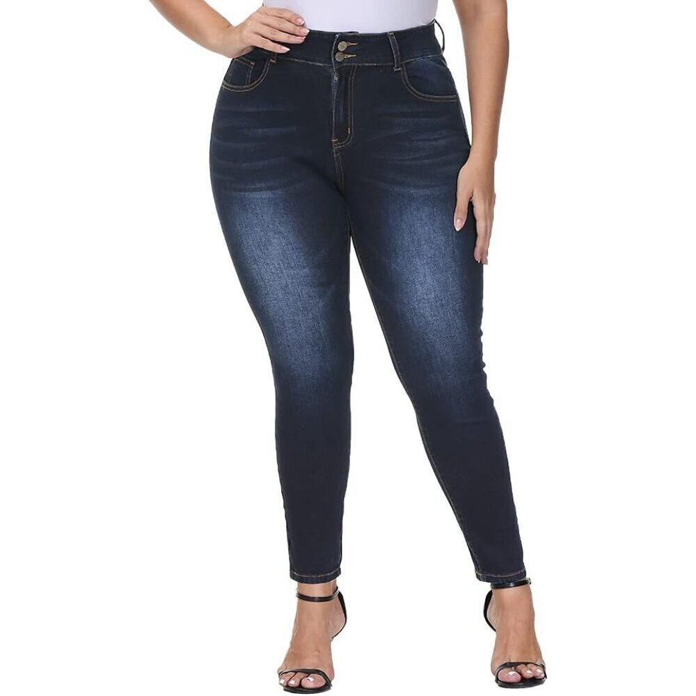 Plus Size Womens Skinny Jeans High Waist Stretchy Ankle Casual Everyday